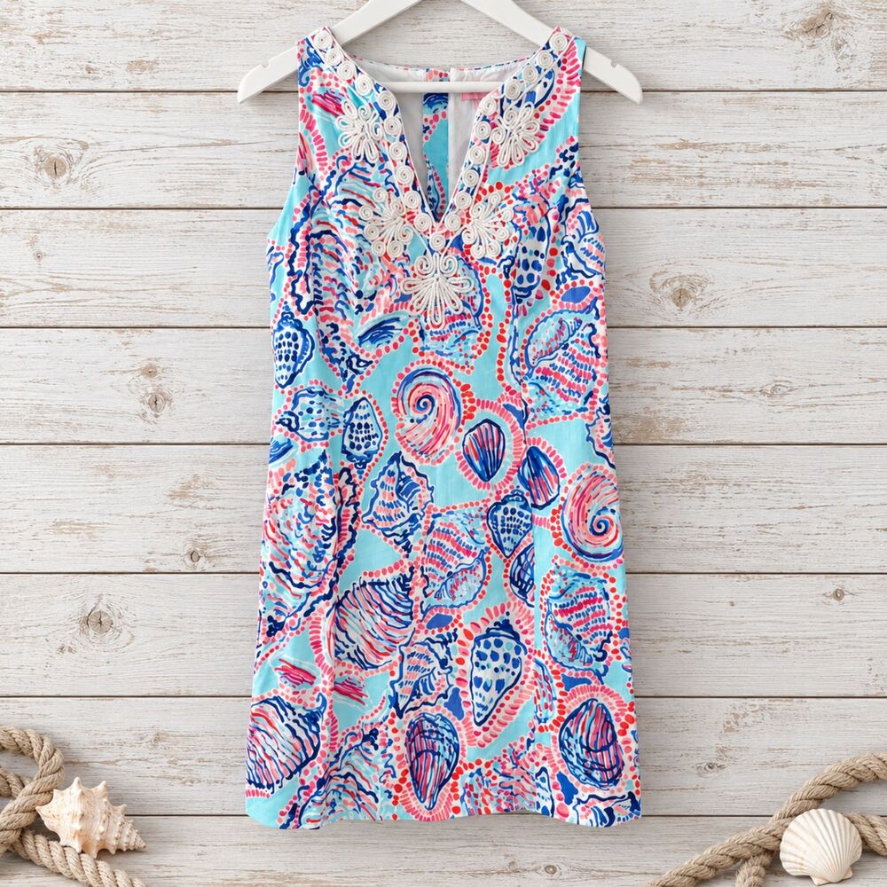 Lilly Pulitzer Shell Print Cotton Shift Dress Size 0 NWOT